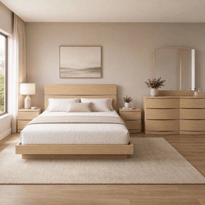 Danube Home Japandi King Bedroom Set without Mattress - used 6 months - Al Thahani Furniture