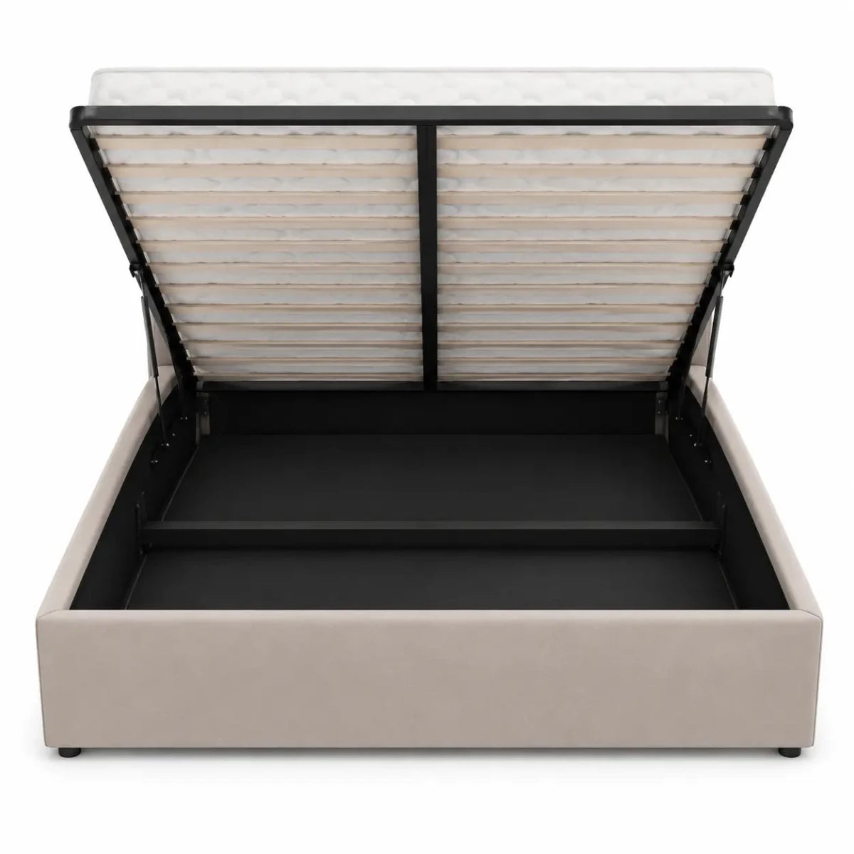 Danube Home King Bed with Hydraulic Storage | Beige Upholstered, 180x200 cm - used 8 months - Al Thahani Furniture