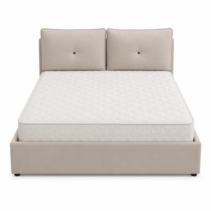 Danube Home King Bed with Hydraulic Storage | Beige Upholstered, 180x200 cm - used 8 months - Al Thahani Furniture