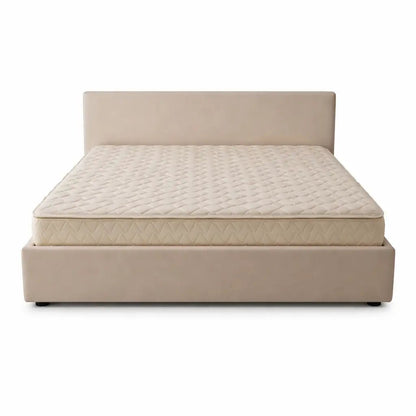 Danube Home King Bed with Hydraulic Storage – Plush Cushion Headboard, Beige Fabric, 180x200 cm - althahanifurniture