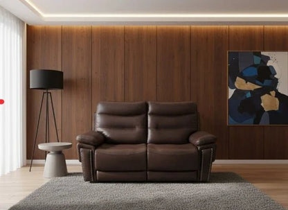 Danube Home Lucy 3+2 Brown Leather Recliner Sofa Set - althahanifurniture