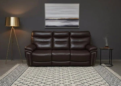 Danube Home Lucy 3+2 Brown Leather Recliner Sofa Set - althahanifurniture