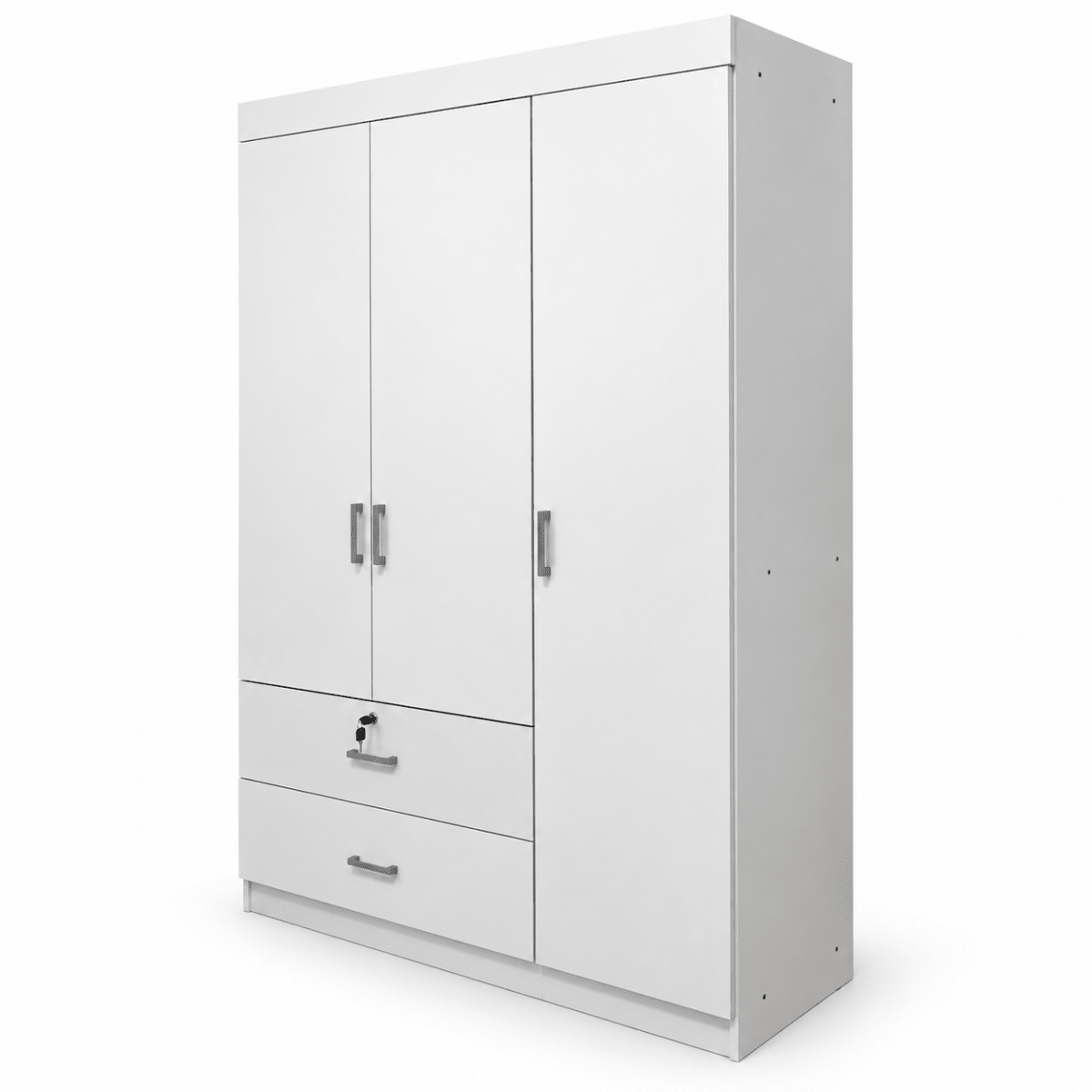 Danube Home Selva 3-Door + 2-Drawer Wardrobe – White - Al Thahani Furniture