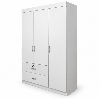 Danube Home Selva 3-Door + 2-Drawer Wardrobe – White - Al Thahani Furniture