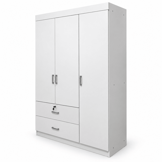 Danube Home Selva 3-Door + 2-Drawer Wardrobe – White - Al Thahani Furniture