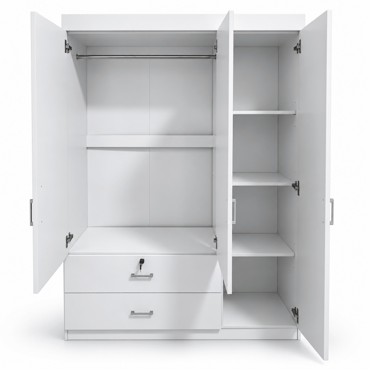 Danube Home Selva 3-Door + 2-Drawer Wardrobe – White - Al Thahani Furniture