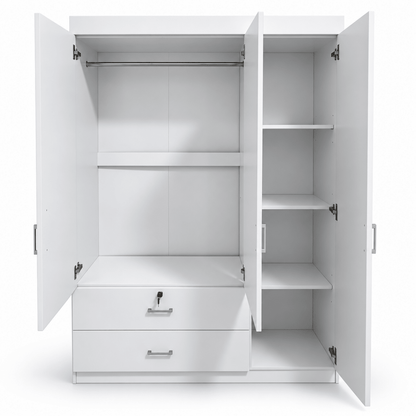 Danube Home Selva 3-Door + 2-Drawer Wardrobe – White - Al Thahani Furniture