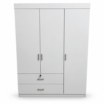 Danube Home Selva 3-Door + 2-Drawer Wardrobe – White - Al Thahani Furniture