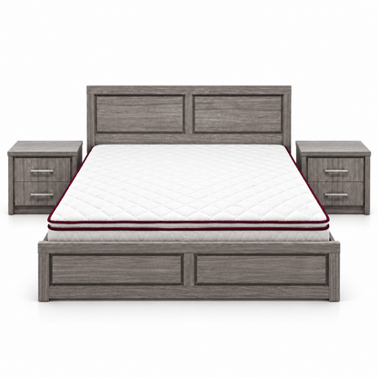Danube Home Torino King Bed with Mattress & 2 Nightstands – Grey Oak – 180 × 200 cm - Al Thahani Furniture