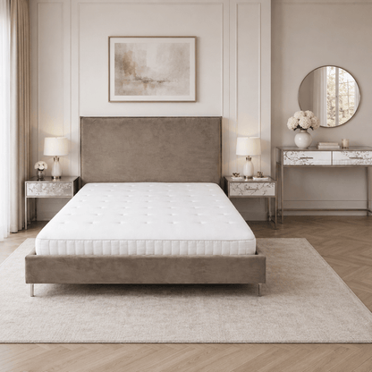 Danube King Bed Set with Mirrored Nightstands, without mattress - used 1 Year - Al Thahani Furniture