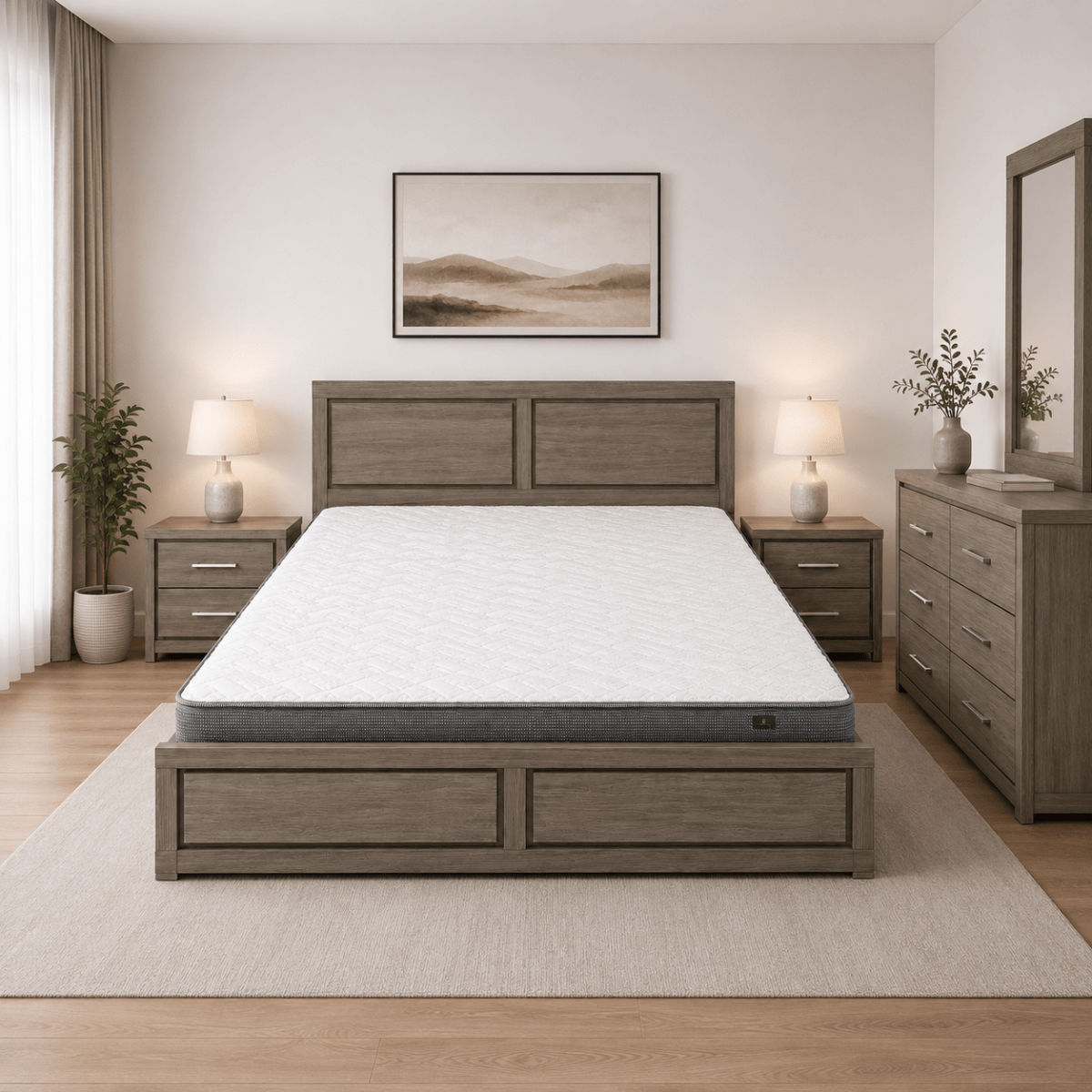 Danube King Bed Suite (4-Piece) | Weathered Oak, 180x200 cm without Mattress - used 7 months - Al Thahani Furniture