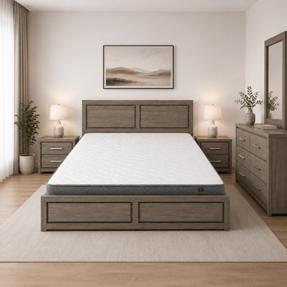 Danube King Bed Suite (4-Piece) | Weathered Oak, 180x200 cm without Mattress - used 7 months - Al Thahani Furniture