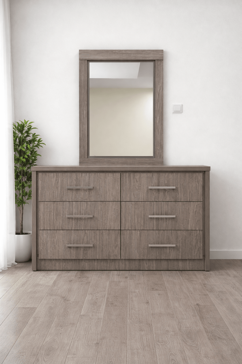 Danube King Bed Suite – Weathered Oak Finish – 4 - Piece Set with Mattress – King Size (180x200 cm) - althahanifurniture