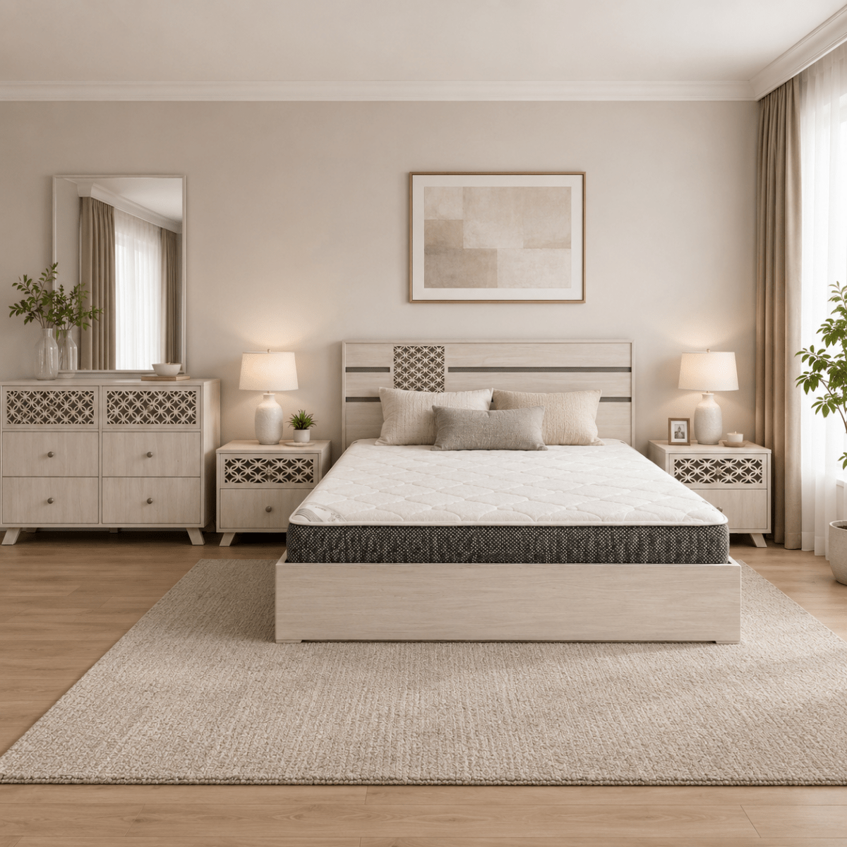 Danube Super King Bed Suite | 5-Piece Set with Mattress - used 8 months - Al Thahani Furniture