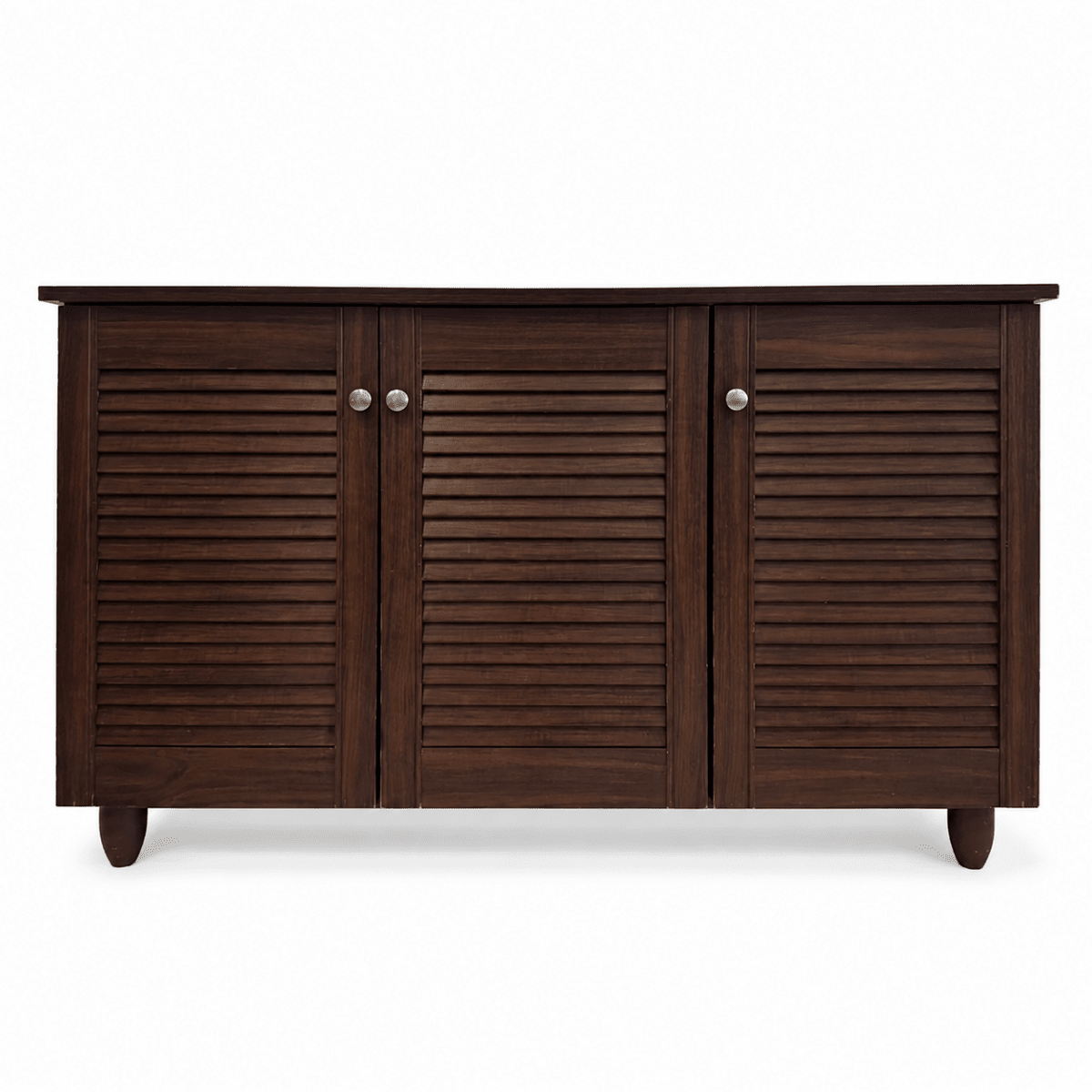 Dark Walnut 3-Door Shoe &amp; Storage Cabinet - Al Thahani Furniture