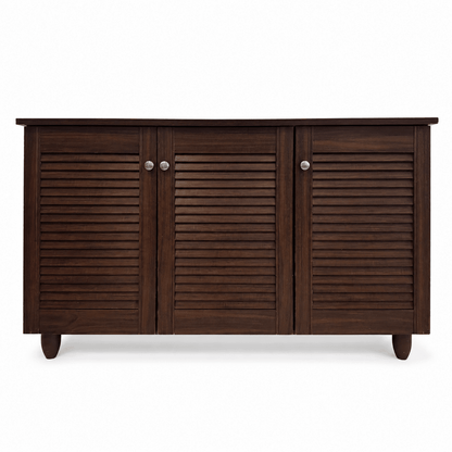 Dark Walnut 3-Door Shoe &amp; Storage Cabinet - Al Thahani Furniture