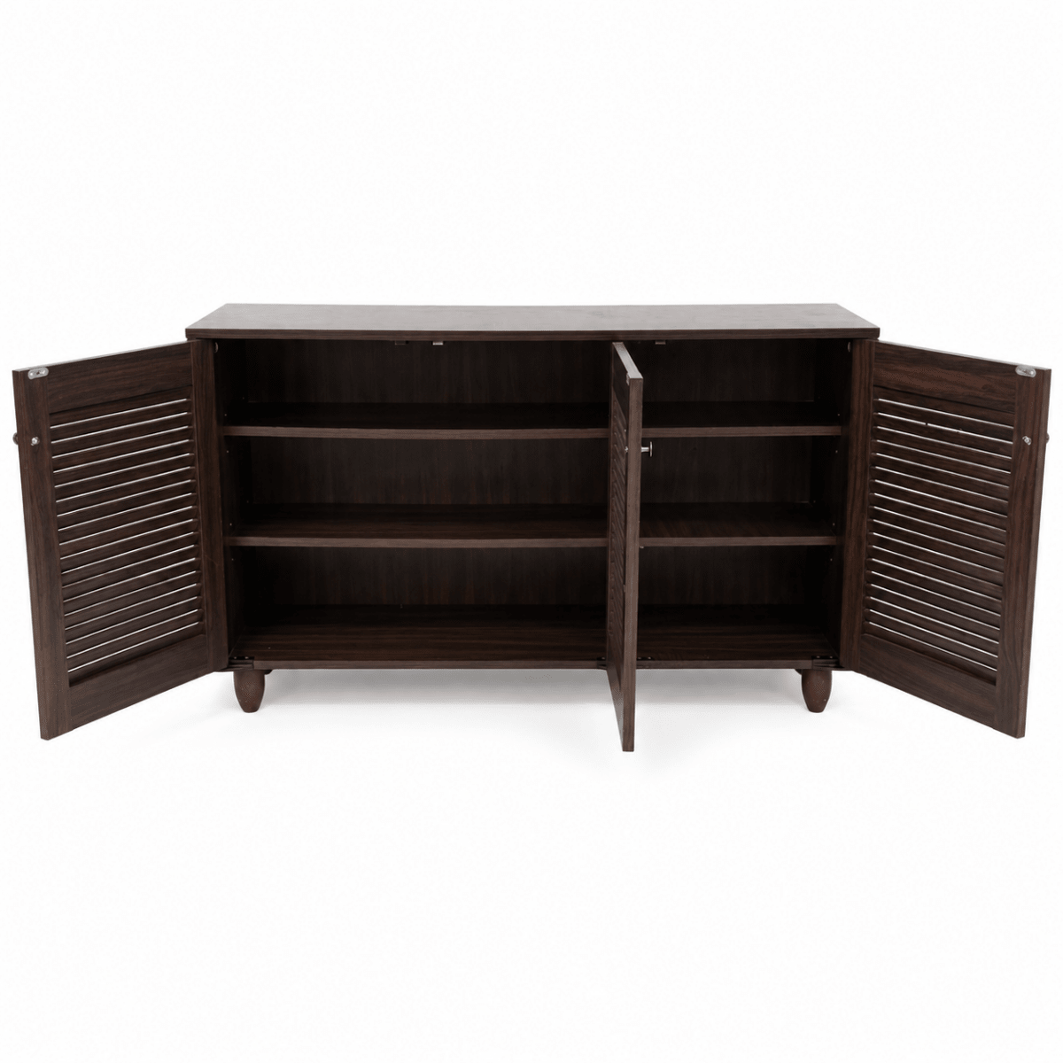 Dark Walnut 3-Door Shoe &amp; Storage Cabinet - Al Thahani Furniture
