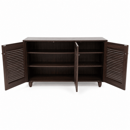 Dark Walnut 3-Door Shoe &amp; Storage Cabinet - Al Thahani Furniture