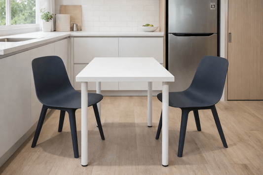 Dining Set – 2 x ODGER Blue Chairs + White Rectangular Table (IKEA) – 100x60cm - althahanifurniture