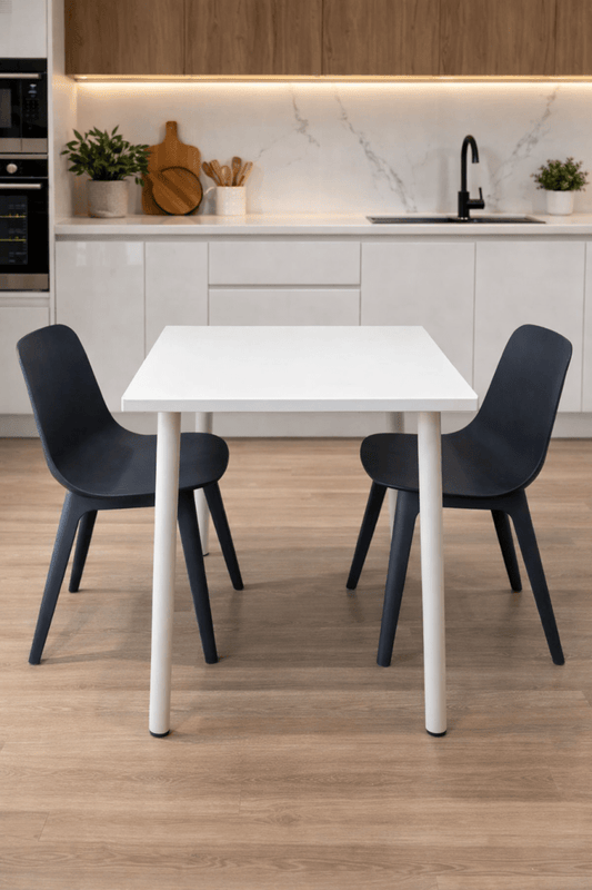 Dining Set – 2 x ODGER Blue Chairs + White Rectangular Table (IKEA) – 100x60cm - althahanifurniture
