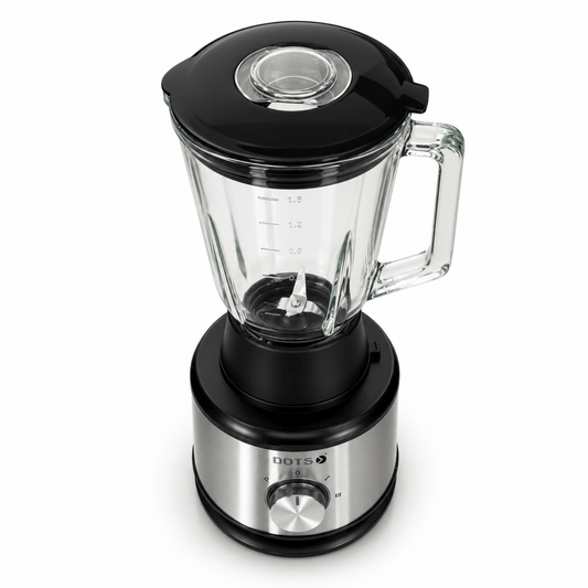 DOTS FPD-G518 800W Glass Jug Blender / Food Processor – 1.5L – Stainless Steel & Black - Al Thahani Furniture