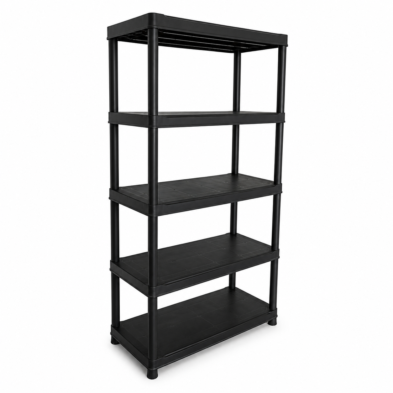 Heavy-Duty 5-Tier Plastic Storage Shelf | Black