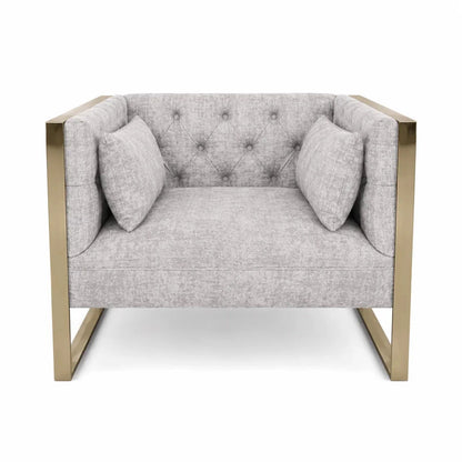 Eastbrook Velvet Upholstered Tufted Sofa Set | Grey, Gold Accents, 7-Seater (3+3+1) - used 6 months - Al Thahani Furniture