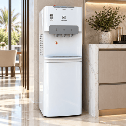 Electrolux EDBMFSXWG Top-Loading Hot, Cold & Ambient Water Dispenser – White - Al Thahani Furniture