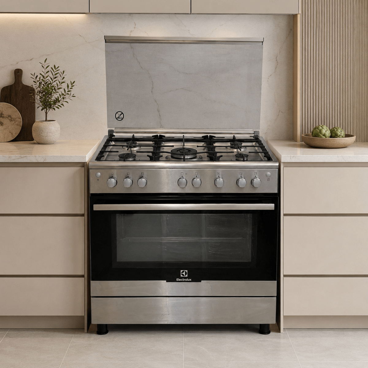 Electrolux EKG913A2OX 90cm 5-Burner Gas Cooker with Fan Gas Oven – Stainless Steel - Al Thahani Furniture
