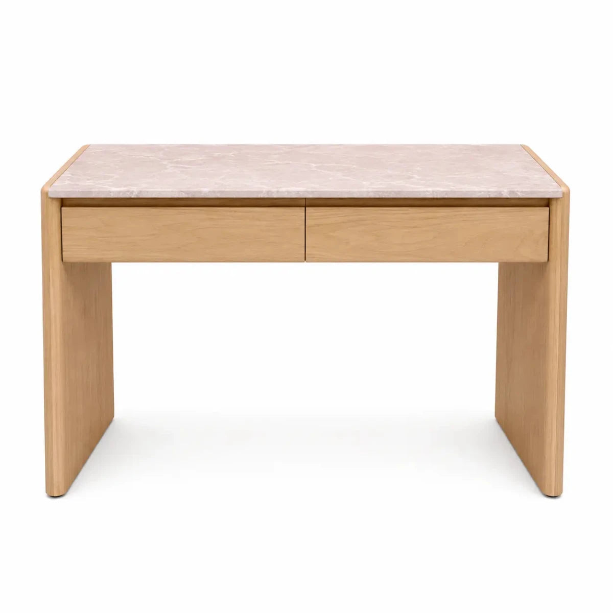 Elsie Marble Desk | Ocean Marble/Travertine & Ash Veneer - used 4 months - Al Thahani Furniture
