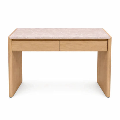 Elsie Marble Desk | Ocean Marble/Travertine & Ash Veneer - used 4 months - Al Thahani Furniture