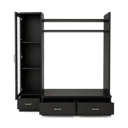 Engineered Wood TV Entertainment Unit | Black, Display Cabinet & Drawers - used 6 months - Al Thahani Furniture