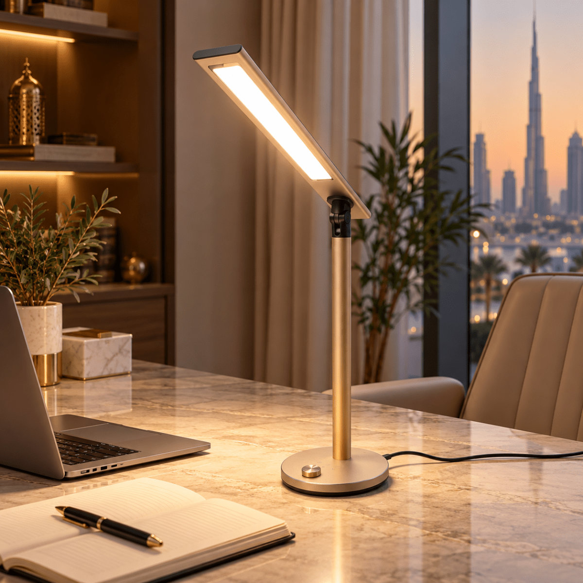 ESKY Dual Light LED Eye-Caring Desk Lamp – Gold - Al Thahani Furniture