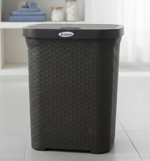 Esqube Slim Laundry Hamper | 50L Capacity with Ventilated Wicker Design - althahanifurniture