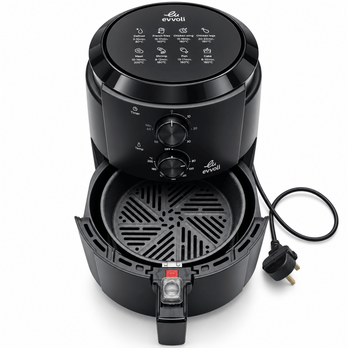 Evvoli EVKA-AF4001BS 4L Air Fryer – 1500W – Black - Al Thahani Furniture