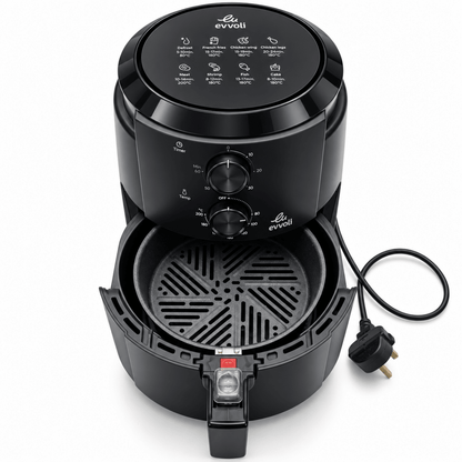 Evvoli EVKA-AF4001BS 4L Air Fryer – 1500W – Black - Al Thahani Furniture