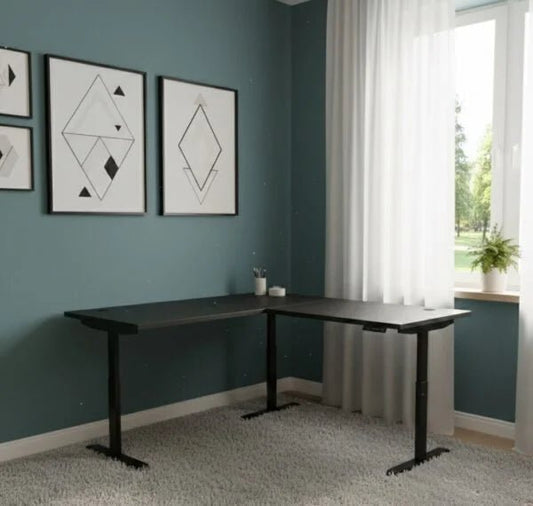 ExaDesk 63″ x 55″ L - Shaped Electric Standing Desk | Adjustable Height | Classic Black - althahanifurniture