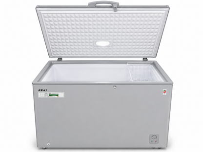AKAI CFMA-ESS34R6WB Chest Freezer | 420L Net, 766.5L Gross, Silver