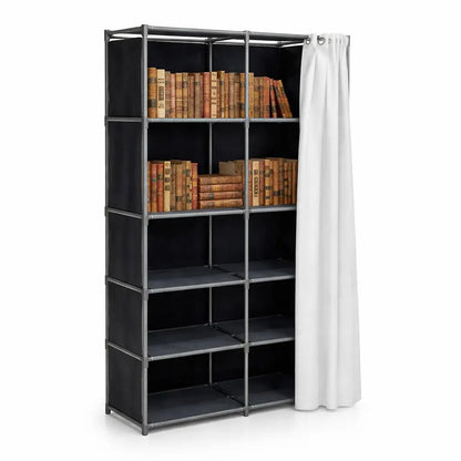 Fabric Closet Organizer – Multi - Shelf Storage Unit with Hanging Rail – Space - Saving & Versatile - althahanifurniture