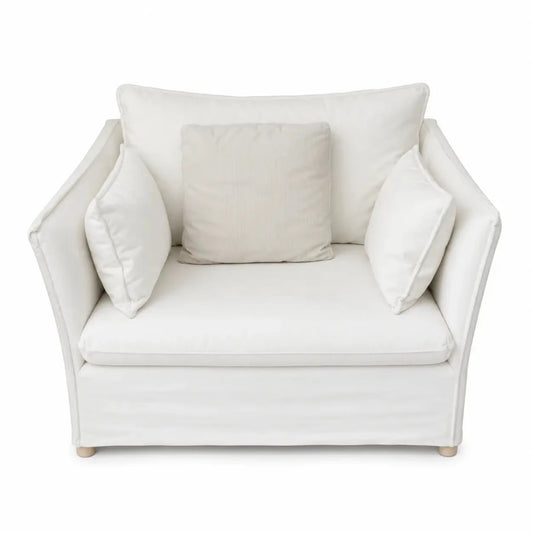 Fluffy Chair 1 - Seat Modular Sofa | Off - White, Washable - used 5 months - Al Thahani Furniture