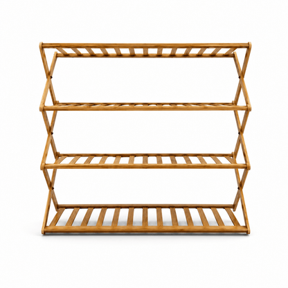 Foldable Bamboo Shoe Rack | X-Shape Collapsible, Installation-Free - used 2 months - Al Thahani Furniture