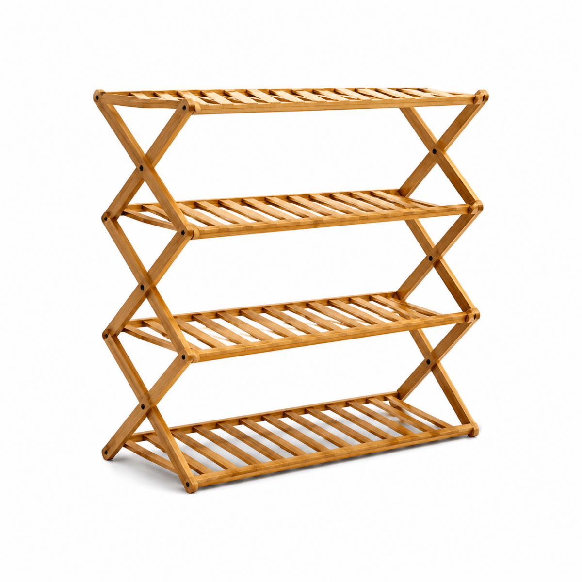 Foldable Bamboo Shoe Rack | X-Shape Collapsible, Installation-Free - used 2 months - Al Thahani Furniture