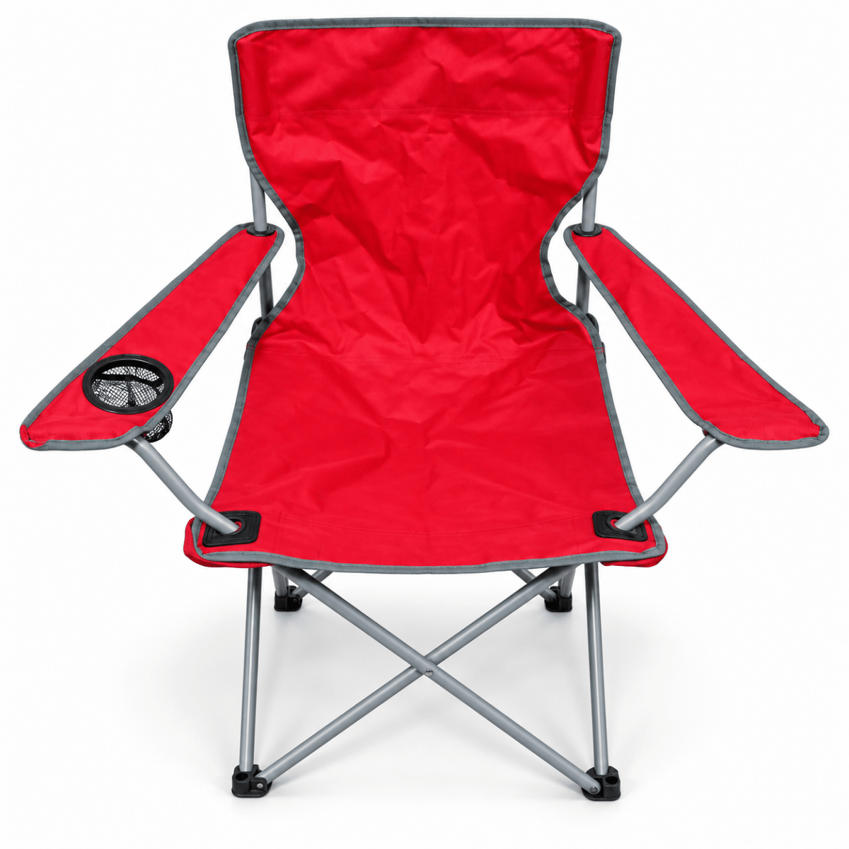 Foldable Camping Chair with Armrests & Cup Holder – Red & Grey - Al Thahani Furniture