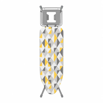 Foldable Ironing Board | Yellow & Grey Geometric Pattern Cover - used 2 months - Al Thahani Furniture