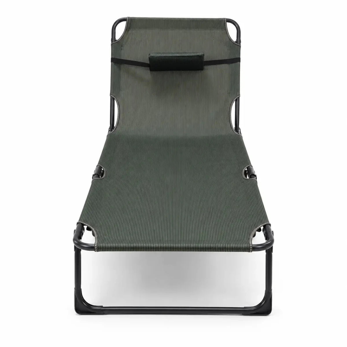 Folding Metal Lounger Sunbed | 4-Position Adjustable, Oxford Fabric, 150kg Max - used 5 months - Al Thahani Furniture