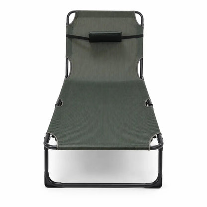 Folding Metal Lounger Sunbed | 4-Position Adjustable, Oxford Fabric, 150kg Max - used 5 months - Al Thahani Furniture