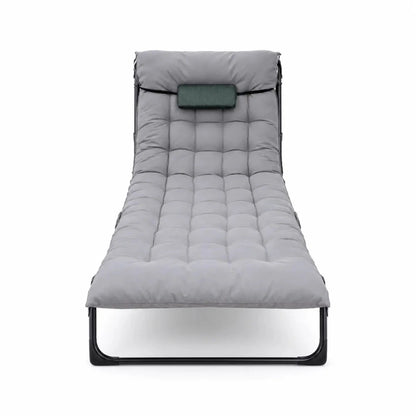 Folding Metal Lounger Sunbed | 4-Position Adjustable, Oxford Fabric, 150kg Max - used 5 months - Al Thahani Furniture