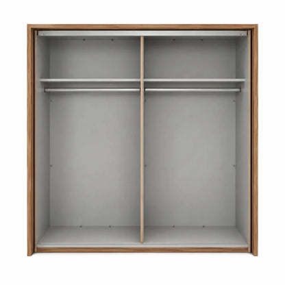 Forte Sliding Door Wardrobe | Rustic Stave Oak & Black Matte - used 7 months - Al Thahani Furniture