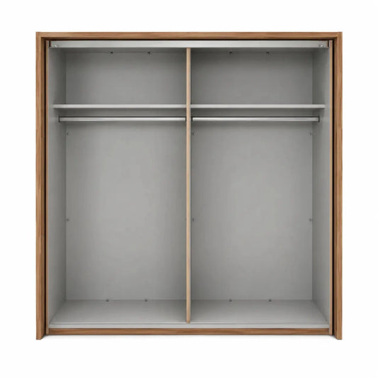 Forte Sliding Door Wardrobe | Rustic Stave Oak & Black Matte - used 7 months - Al Thahani Furniture