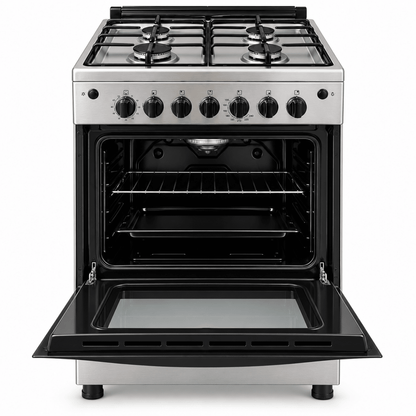 Frigidaire 4-Burner Gas Cooker with 72L Oven – Stainless Steel – 60 × 60 cm - Al Thahani Furniture